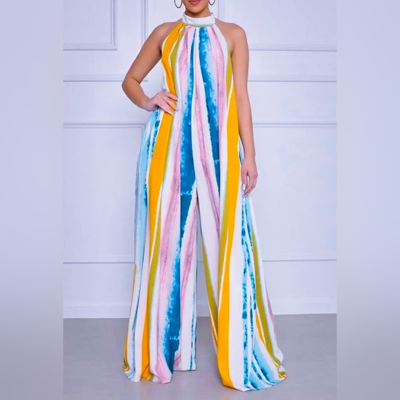 Gorgeous Dolls Multicolor Layla Halter Jumpsuit - Picture 1 of 6